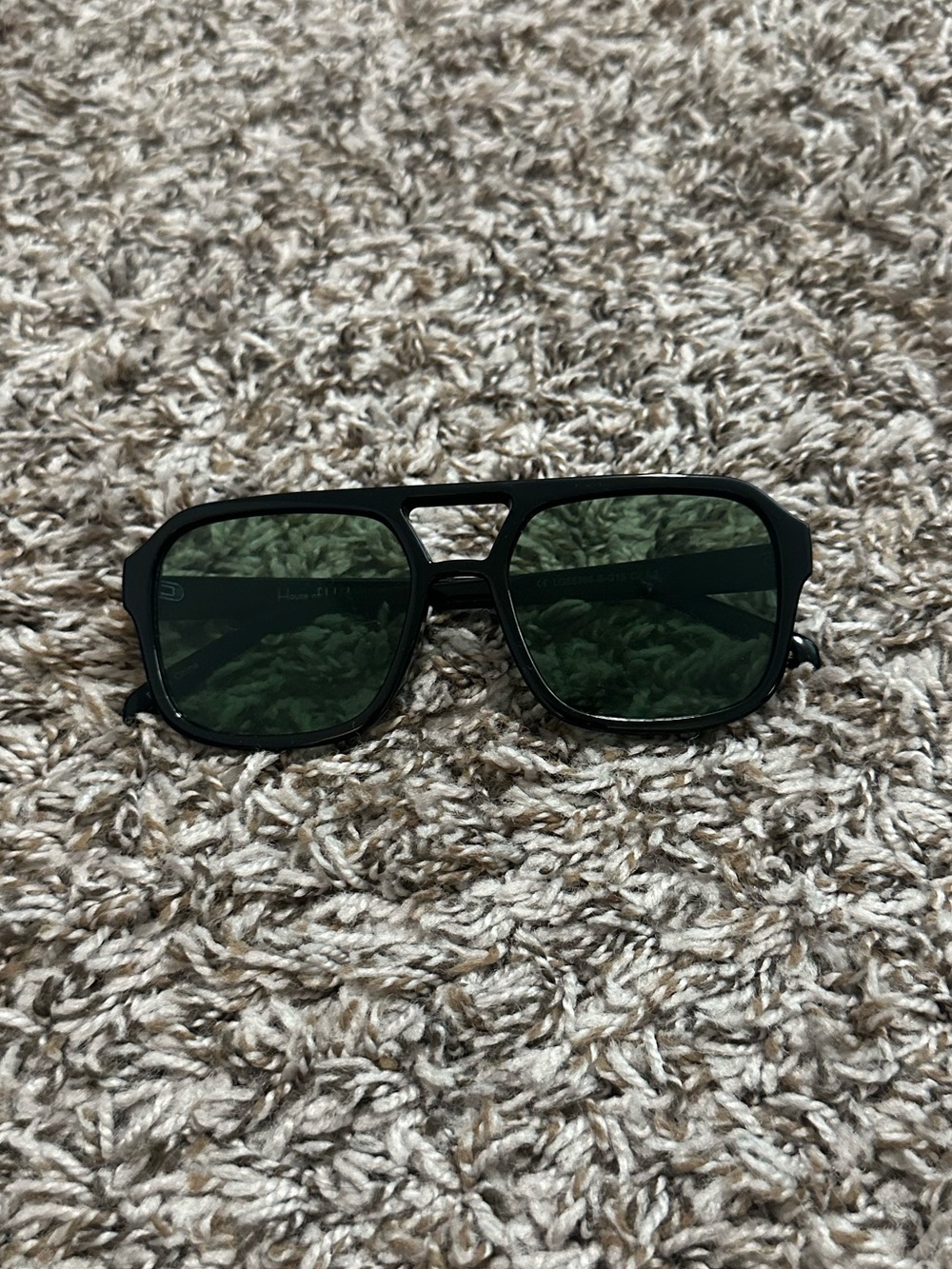 House of Harlow 1960 Black Frame Sunglasses with Green Lenses